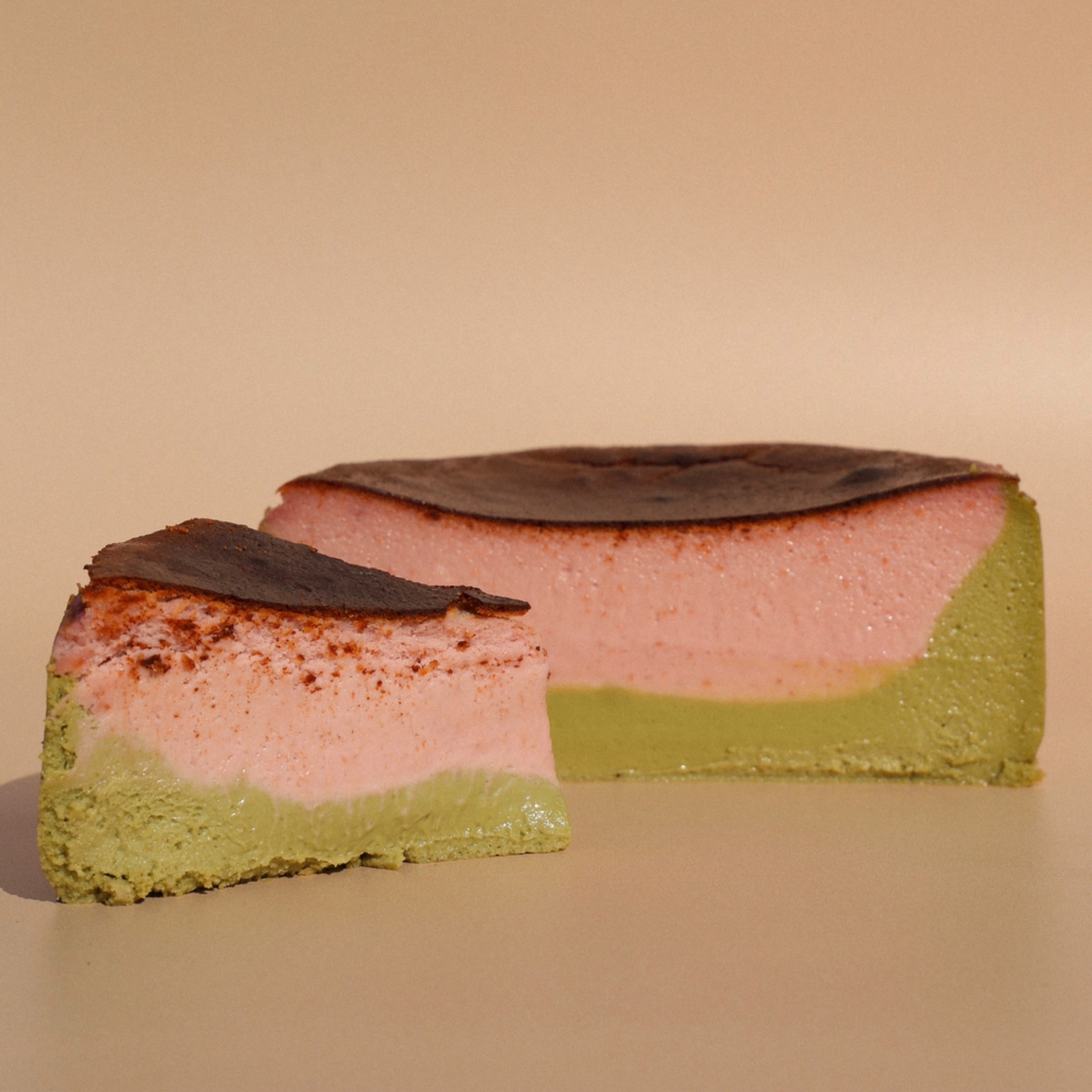 Matcha & Raspberry Burnt Basque Cheesecake | Muse Cheesecakes&Bakery